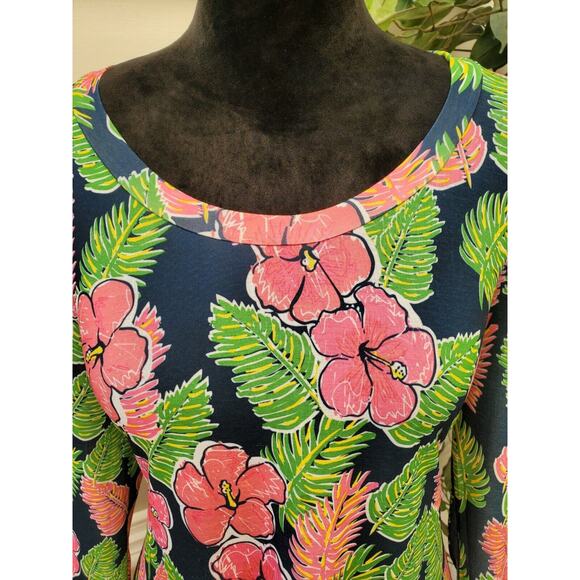 Simply Southern Hawaiian Hibiscus Floral Print Knee Length Tunic Dress Small - Picture 2 of 11